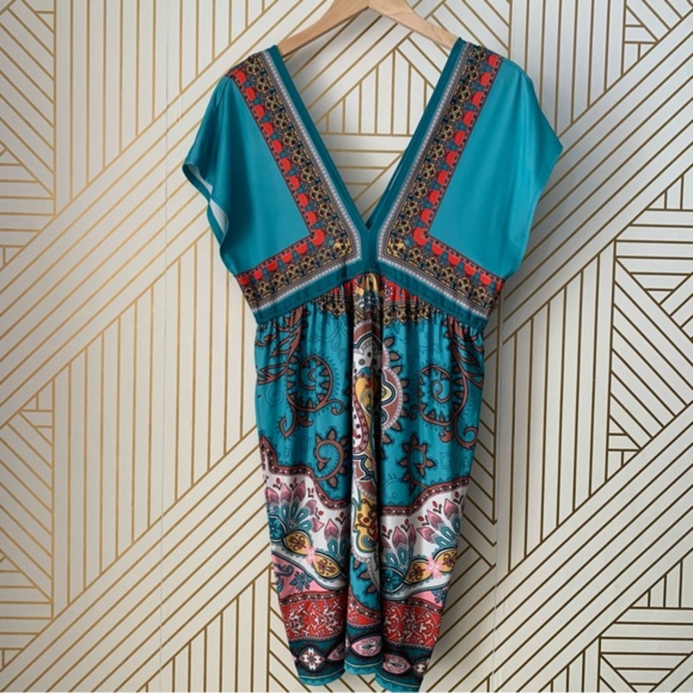 ⭐️ $5 Flying Tomato deep v neck paisley boho bohemian floral dress S